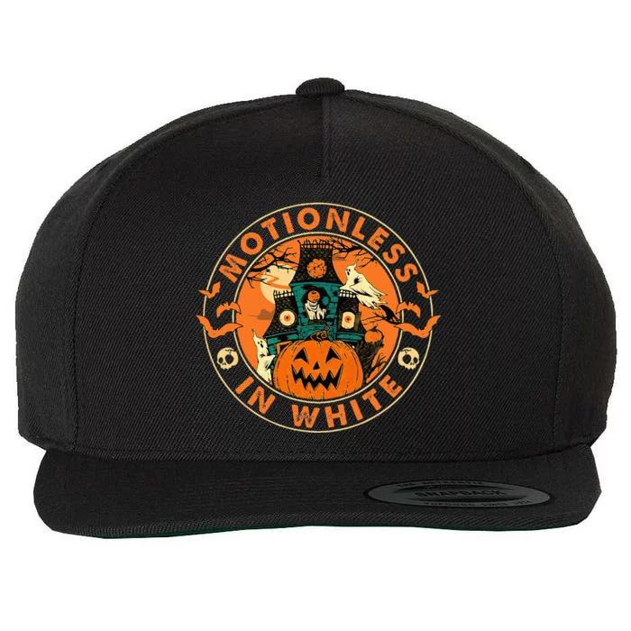 Halloween Pumpkin Scary Funny Motionlesses In White Wool Snapback Cap