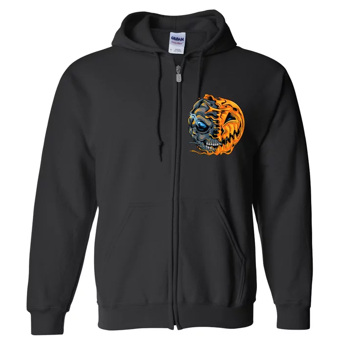 Halloween Pumpkin Skull Full Zip Hoodie