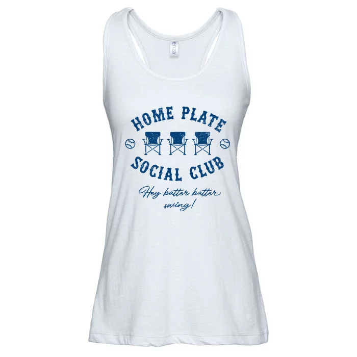 Home Plate Social Club Hey Batter Batter Swing Baseball Ladies Essential Flowy Tank