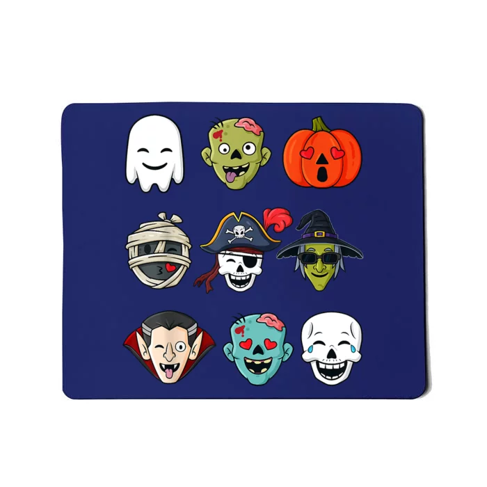 Halloween Pirate Skeleton Zombie Mummy Funny Faces Mousepad