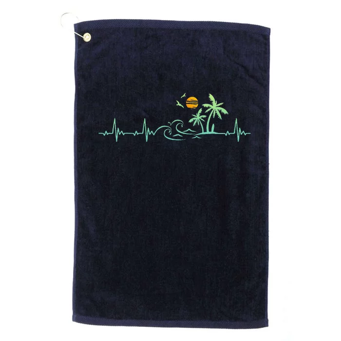 Heartbeat Palm Tree Retro Tropical Beach Island Trees Funny Platinum Collection Golf Towel