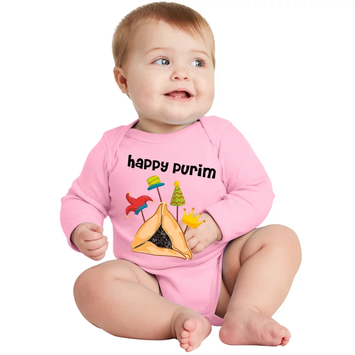 Happy Purim Tu Bishvat Hamantaschen Baby Long Sleeve Bodysuit