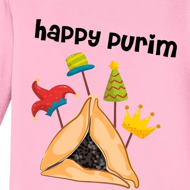 Happy Purim Tu Bishvat Hamantaschen Baby Long Sleeve Bodysuit