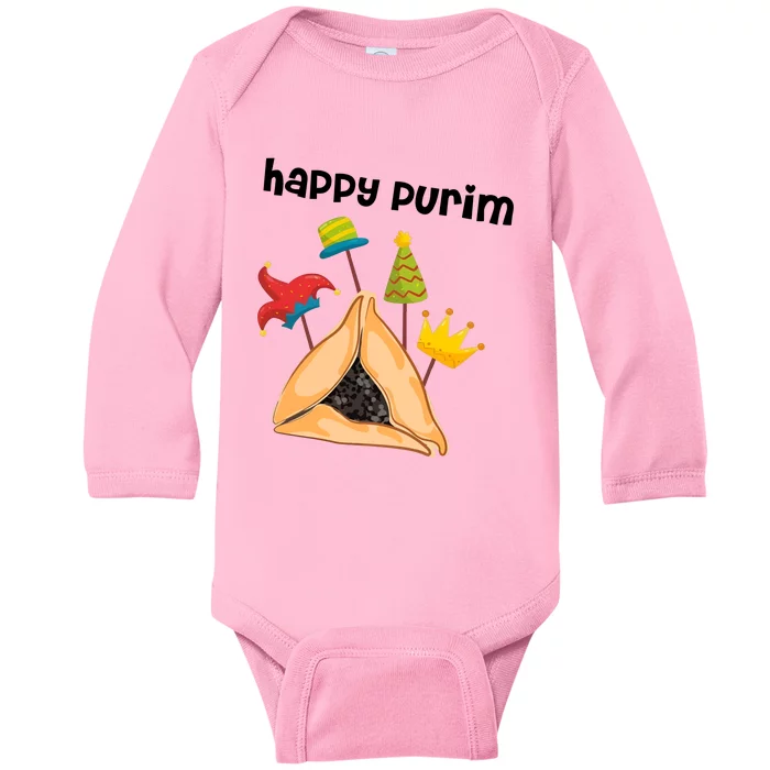 Happy Purim Tu Bishvat Hamantaschen Baby Long Sleeve Bodysuit