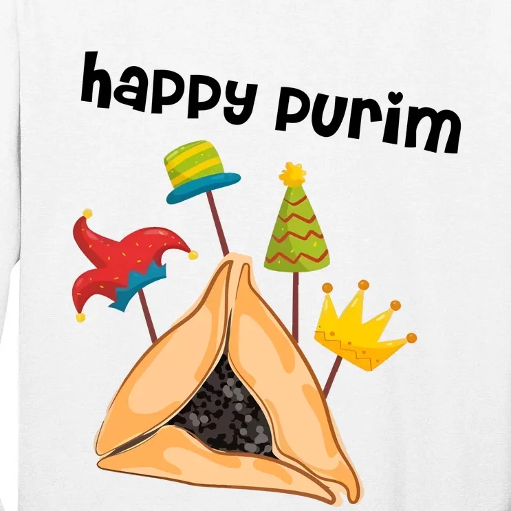 Happy Purim Tu Bishvat Hamantaschen Tall Long Sleeve T-Shirt