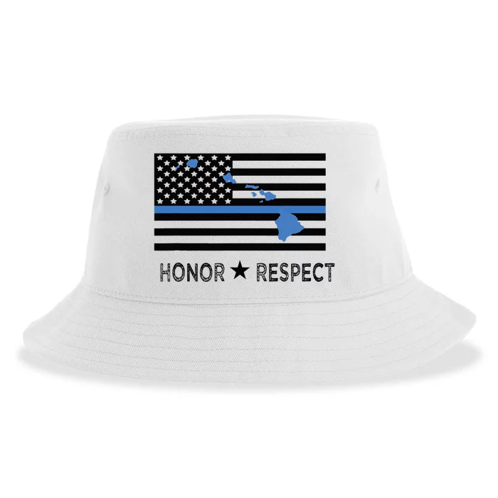 Hawaii Police Thin Blue Line Support Honor Respect Hawaiian Sustainable Bucket Hat