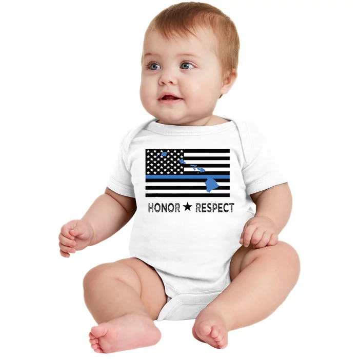 Hawaii Police Thin Blue Line Support Honor Respect Hawaiian Baby Bodysuit