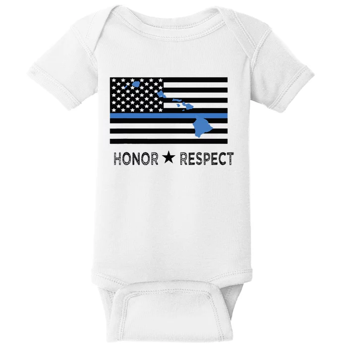 Hawaii Police Thin Blue Line Support Honor Respect Hawaiian Baby Bodysuit