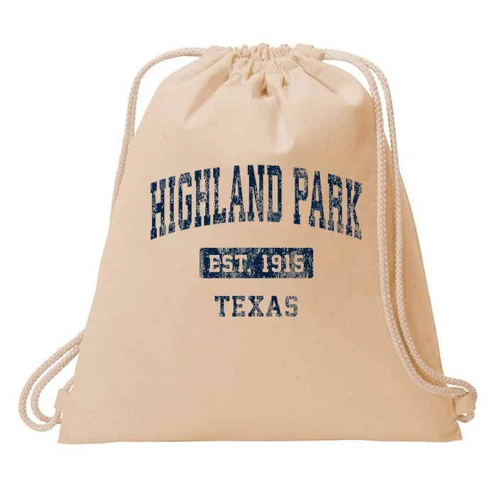 Highland Park Texas Tx Vintage Sports Established Drawstring Bag