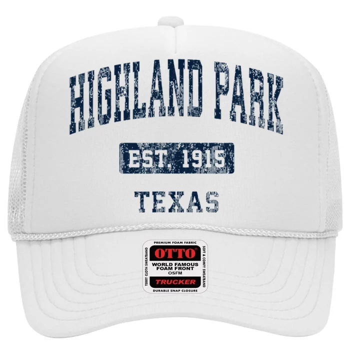 Highland Park Texas Tx Vintage Sports Established High Crown Mesh Trucker Hat