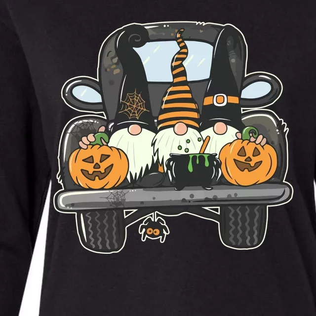 Halloween Pickup Truck Gnomes Womens Cotton Relaxed Long Sleeve T-Shirt