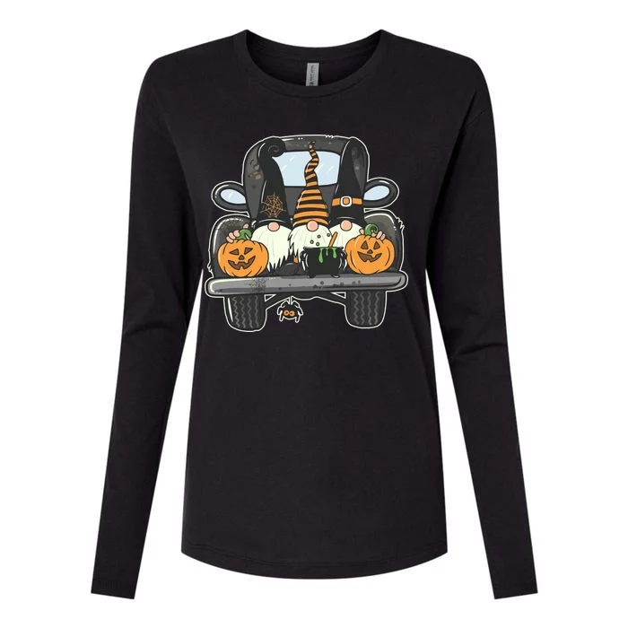 Halloween Pickup Truck Gnomes Womens Cotton Relaxed Long Sleeve T-Shirt