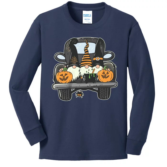 Halloween Pickup Truck Gnomes Kids Long Sleeve Shirt