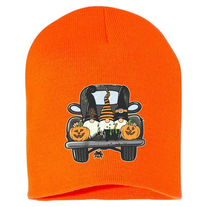 Halloween Pickup Truck Gnomes Short Acrylic Beanie