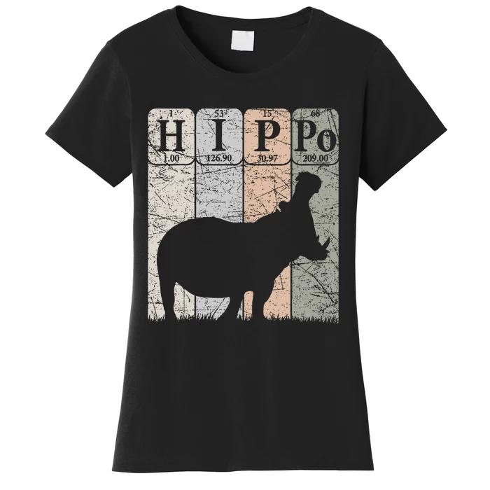 Hippo Periodic Table Elements Hippo Lover Hippopotamus Retro Women's T-Shirt