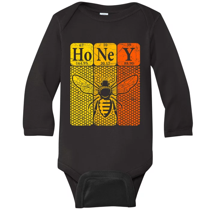 Honey Periodic Table Elements Beekeeper Retro Apiarist Baby Long Sleeve Bodysuit