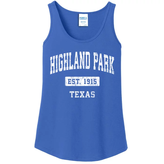 Highland Park Texas Tx Vintage Sports Established Ladies Essential Tank