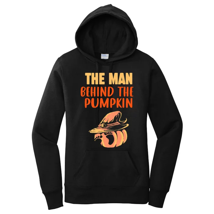 Halloween Pregnancy The Man Behind The Pumpkin Baby Dad Soon Women's Pullover Hoodie