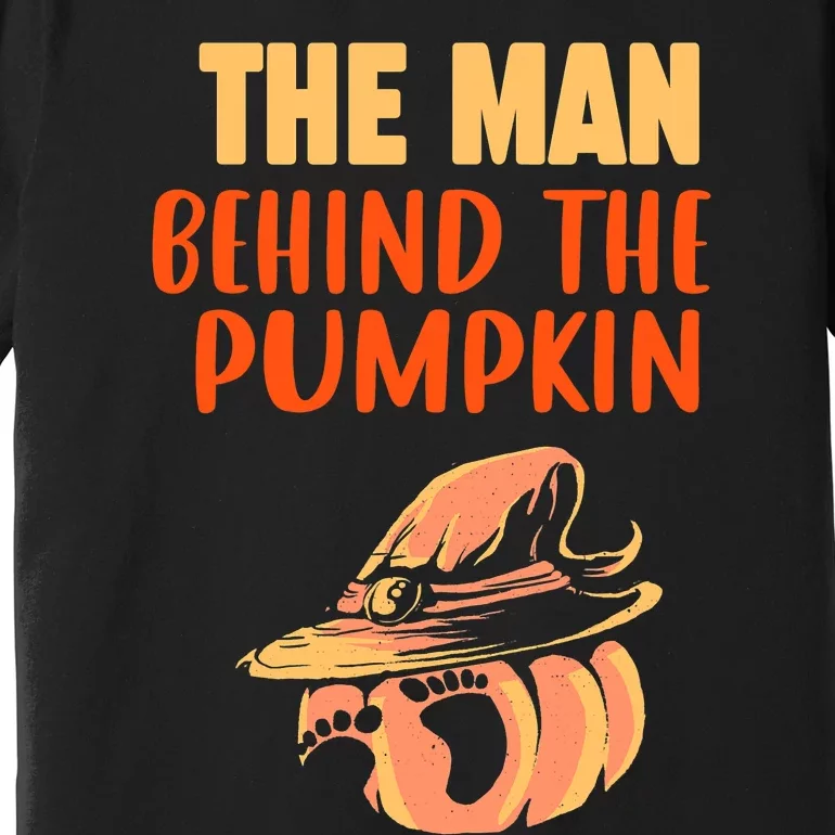 Halloween Pregnancy The Man Behind The Pumpkin Baby Dad Soon Premium T-Shirt