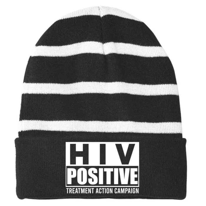 Hiv Positive Treatment Action Campaign Striped Beanie with Solid Band