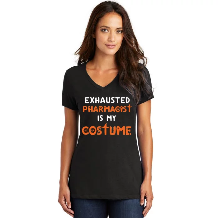 Halloween Pharmacy Team Humor Pharmacist Costume Funny Premium Women's V-Neck T-Shirt