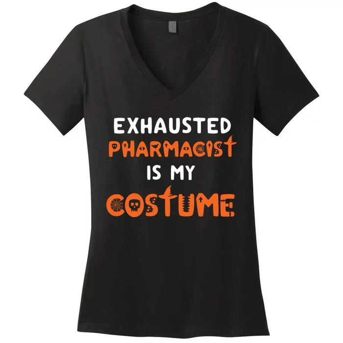 Halloween Pharmacy Team Humor Pharmacist Costume Funny Premium Women's V-Neck T-Shirt