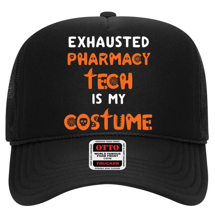 Halloween Pharmacy Tech Humor Pharmacist Costume Funny High Crown Mesh Trucker Hat