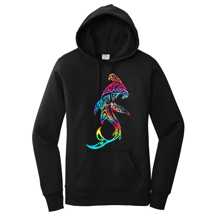 Hawaii Polynesian Tribal Hammerhead Shark Aloha Ocean Women's Pullover Hoodie