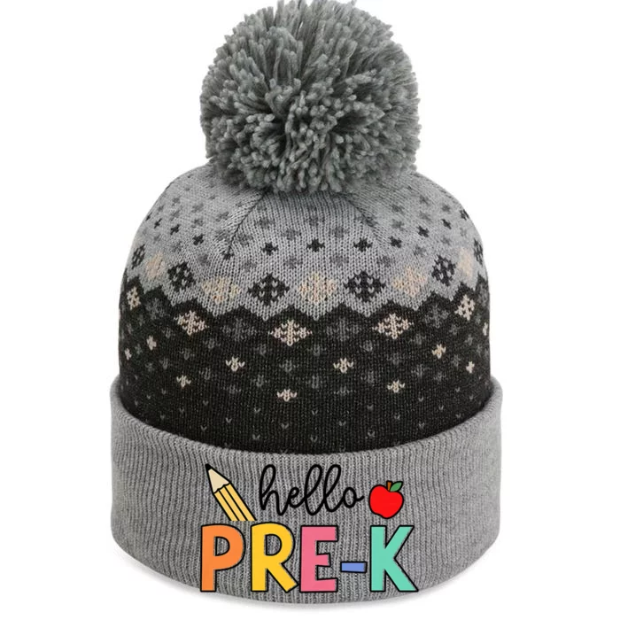 Hello Preschool Team Prek Back To School Teacher The Baniff Cuffed Pom Beanie