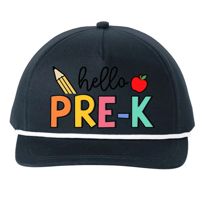 Hello Preschool Team Prek Back To School Teacher Snapback Five-Panel Rope Hat