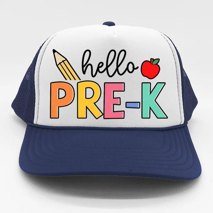 Hello Preschool Team Prek Back To School Teacher Trucker Hat