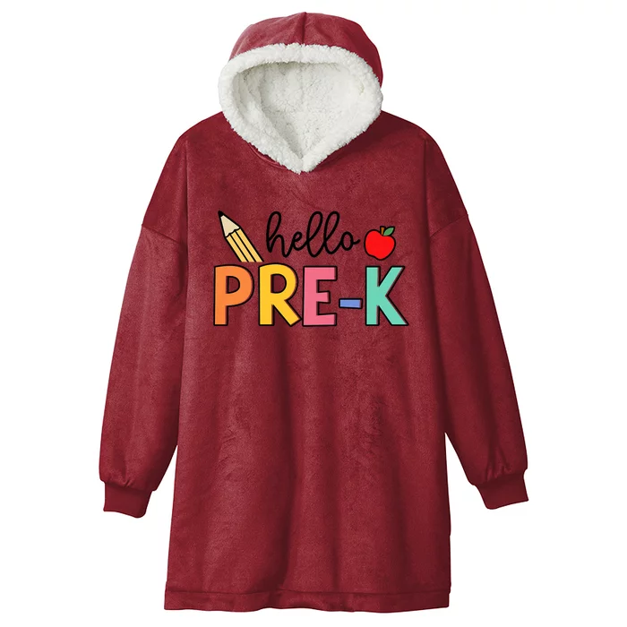 Hello Preschool Team Prek Back To School Teacher Hooded Wearable Blanket