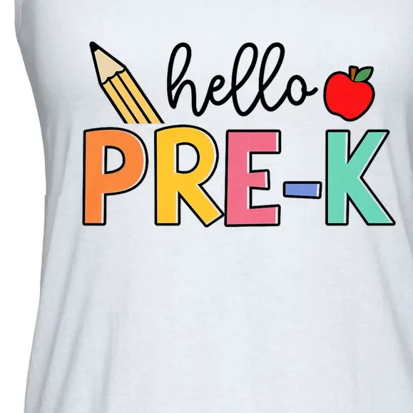 Hello Preschool Team Prek Back To School Teacher Ladies Essential Flowy Tank