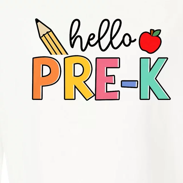 Hello Preschool Team Prek Back To School Teacher Cropped Pullover Crew