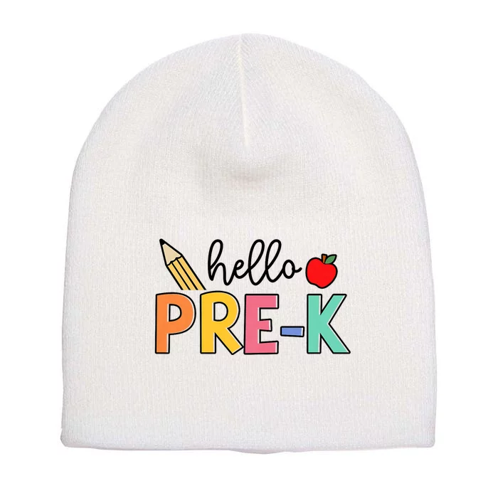 Hello Preschool Team Prek Back To School Teacher Short Acrylic Beanie