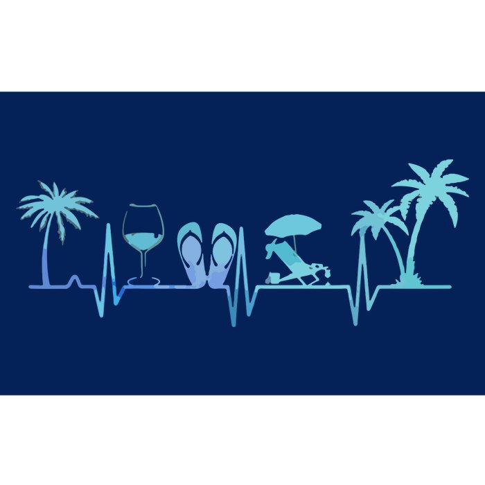 Heartbeat Palm Tree Wine Glass Flipp Flop Summer Lover Bumper Sticker