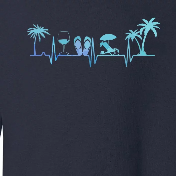 Heartbeat Palm Tree Wine Glass Flipp Flop Summer Lover Toddler Sweatshirt