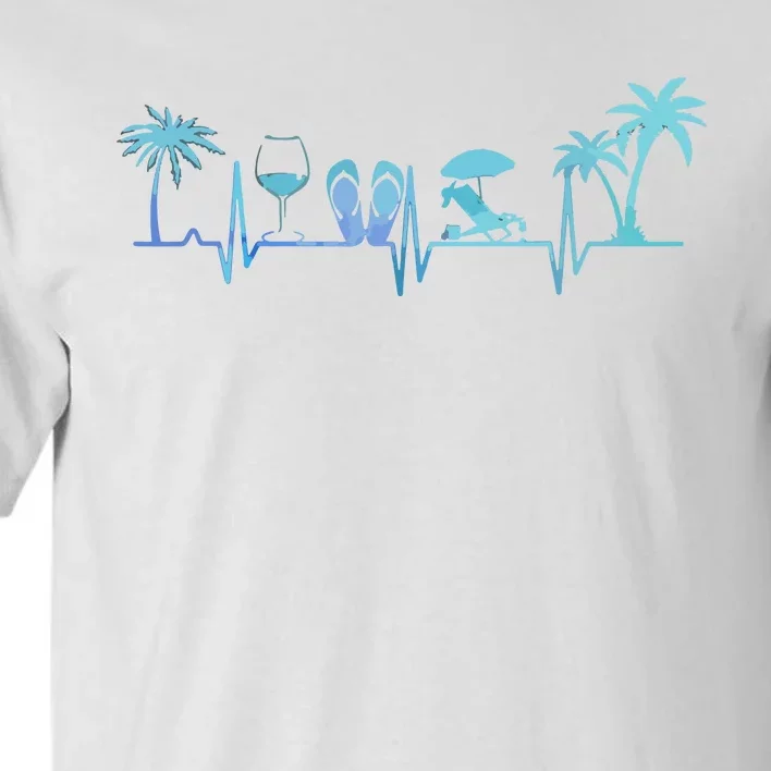 Heartbeat Palm Tree Wine Glass Flipp Flop Summer Lover Tall T-Shirt