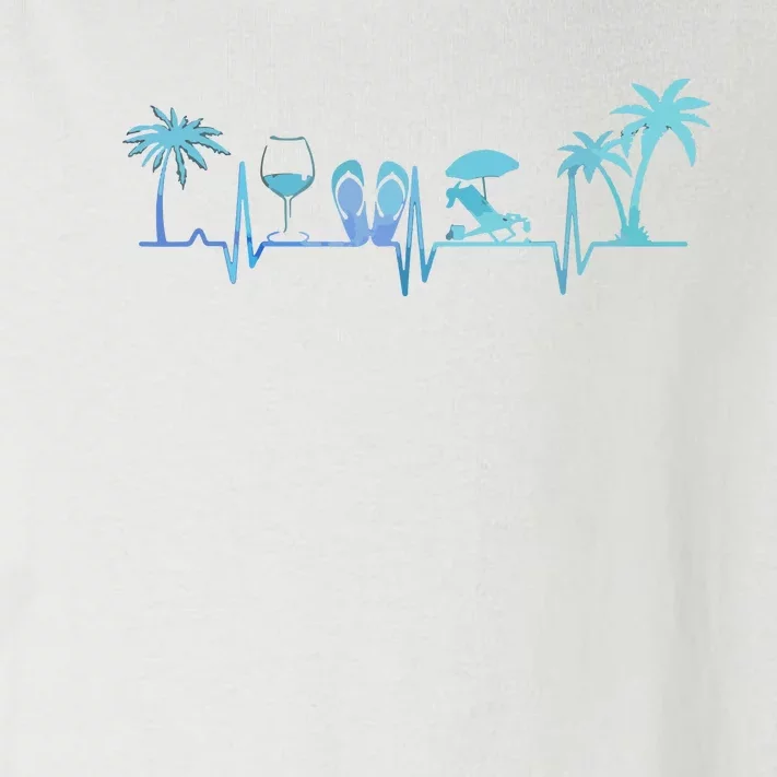 Heartbeat Palm Tree Wine Glass Flipp Flop Summer Lover Toddler Long Sleeve Shirt