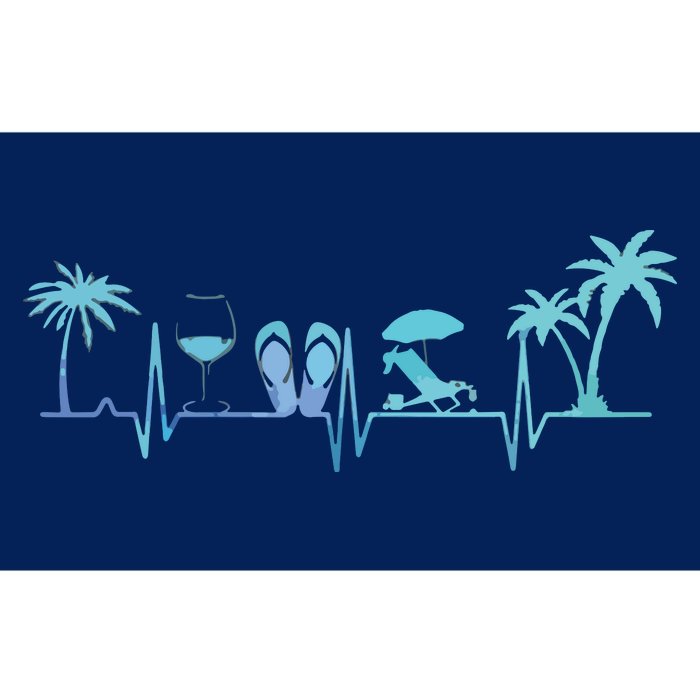 Heartbeat Palm Tree Wine Glass Flipp Flop Summer Lover Bumper Sticker