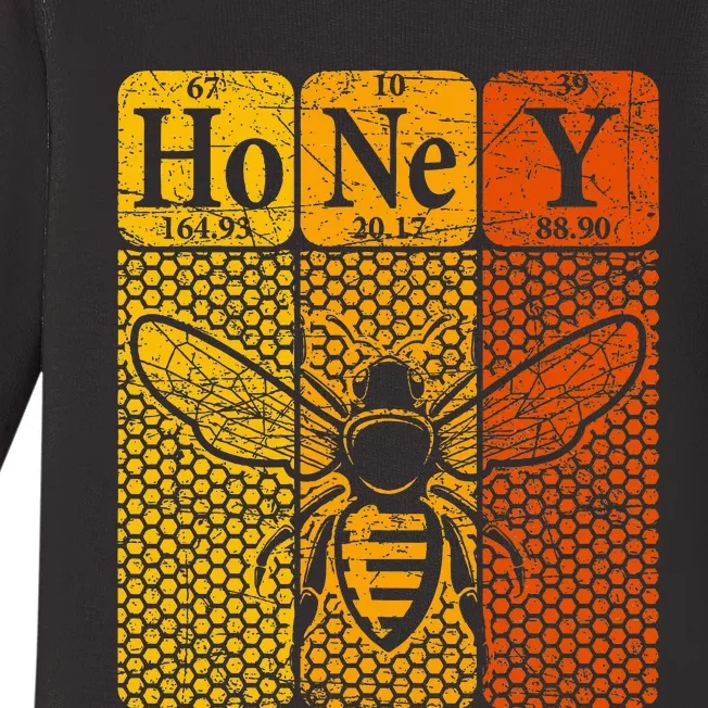 Honey Periodic Table Elements Beekeeper Retro Apiarist Baby Long Sleeve Bodysuit