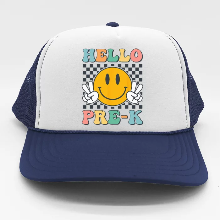 Hello PreK Teachers Smile Team Pre K Back to School Trucker Hat