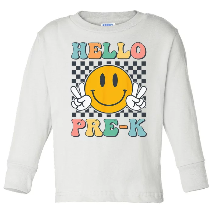 Hello PreK Teachers Smile Team Pre K Back to School Toddler Long Sleeve Shirt