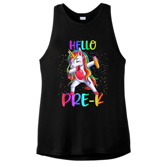 Hello Prek Unicorn Back To School Ladies Tri-Blend Wicking Tank