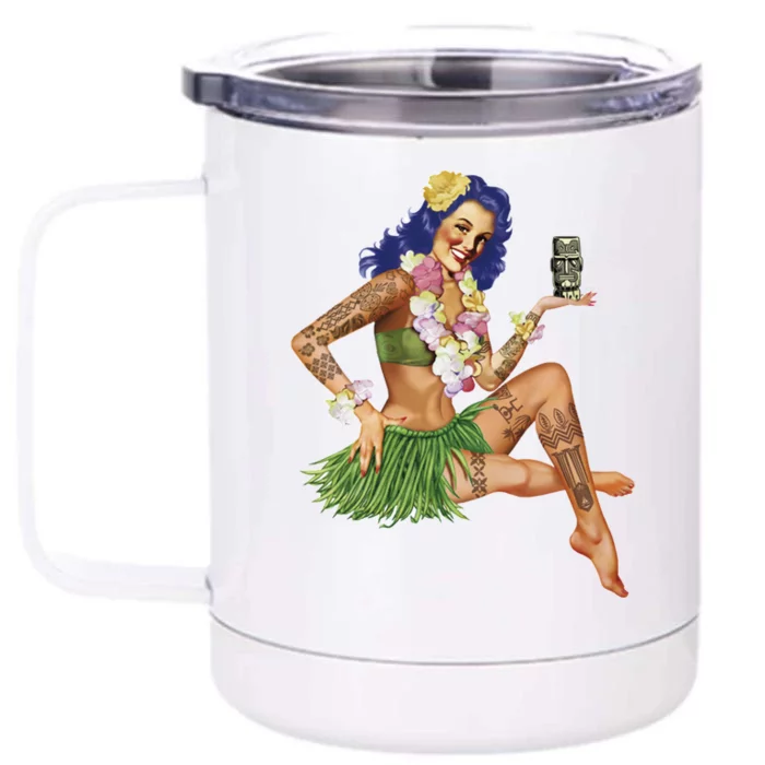 Hawaiian Pin Up Front & Back 12oz Stainless Steel Tumbler Cup