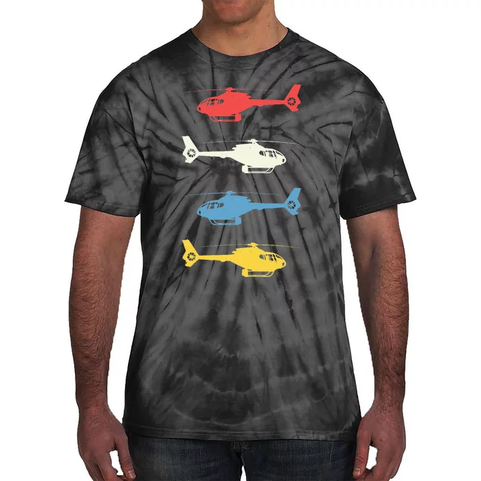 Helicopter Pilot Vintage Aviation Flying Helicopters Pilots Tie-Dye T-Shirt