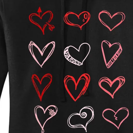 Hearts Pattern Valentines Day Cute Love Vday Pajama Women's Pullover Hoodie