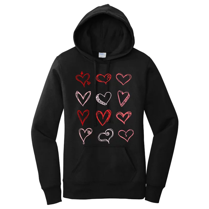 Hearts Pattern Valentines Day Cute Love Vday Pajama Women's Pullover Hoodie