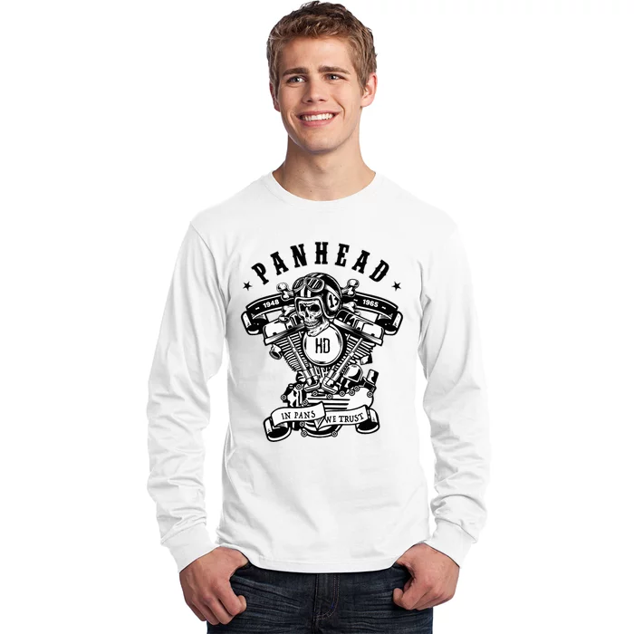 Hd Panhead Vtwin Motorcycle Rockabilly Skull Crossbones Long Sleeve Shirt