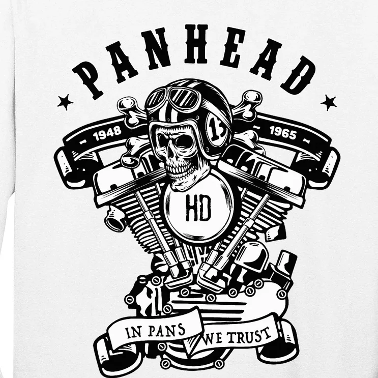 Hd Panhead Vtwin Motorcycle Rockabilly Skull Crossbones Long Sleeve Shirt